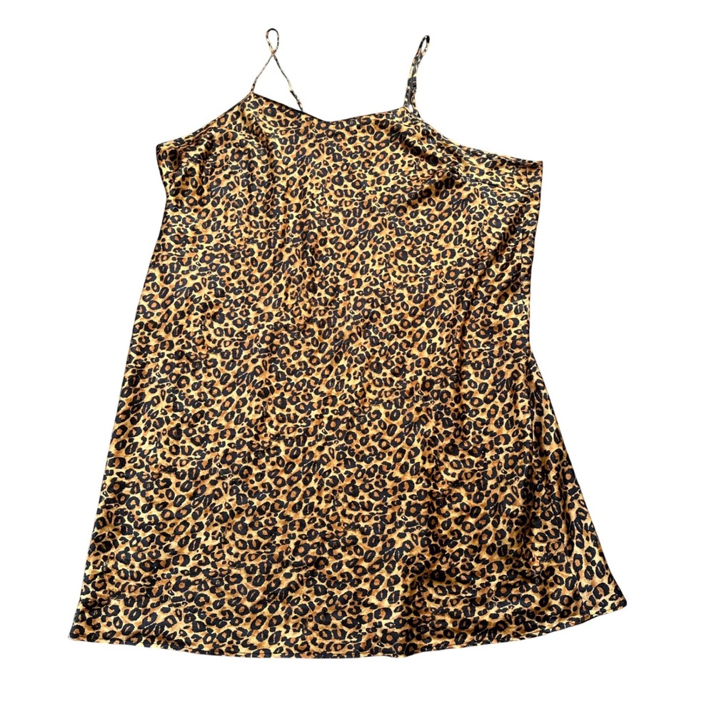 Womens Leopard Print Satin Slip Dress‎ Spaghetti Strap Chemise 5X 34/36